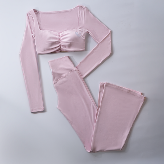Women’s Long Sleeve Crop Top &amp; High-Waisted Pants Set